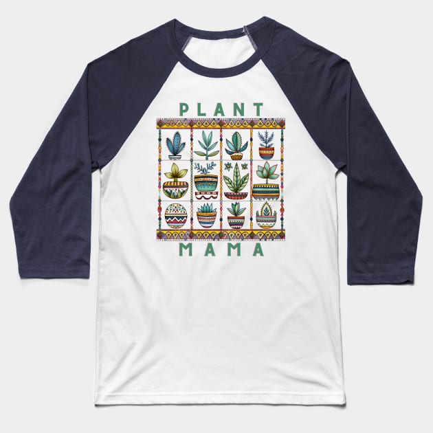 Boho Plant Mama Succulent Plants Baseball T-Shirt by AI Art Originals